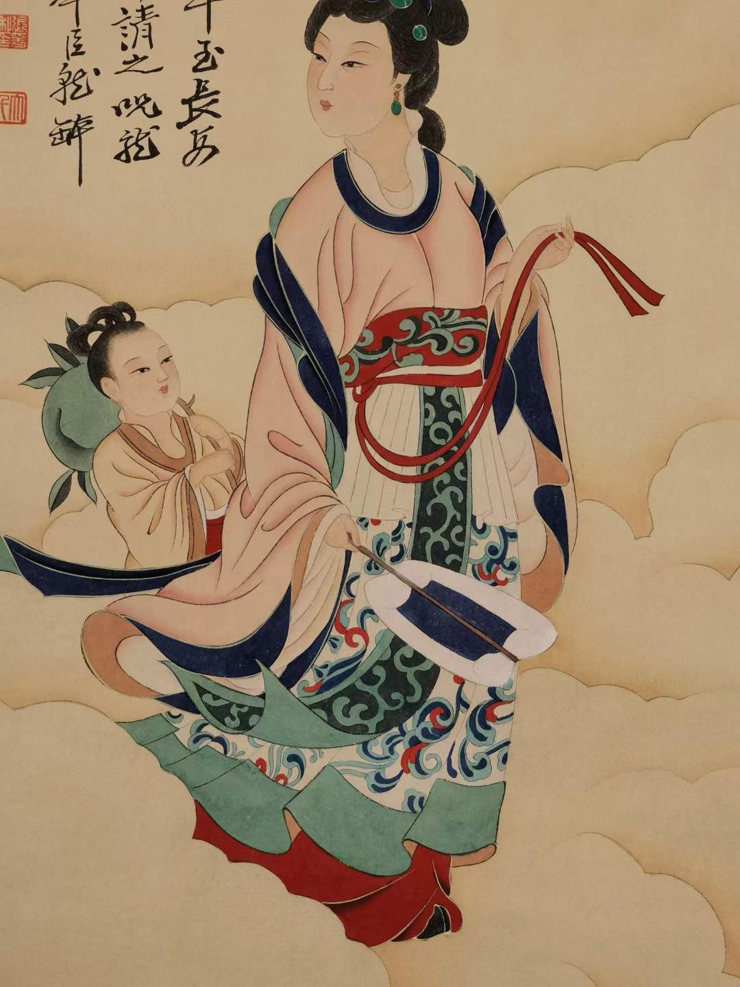 张大千纸本仕女图。张大千（1899年5月10日—1983年4月2日），四川省内江市人，原名正权，后改名爰，中国近现代国画家。