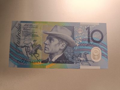 【专场20230525】新千年到来之前——2000年以前钞票专场（已更新） - 【拍品001】澳大利亚1993年10元UNC无4透明窗有漏墨，初年份蓝脸版