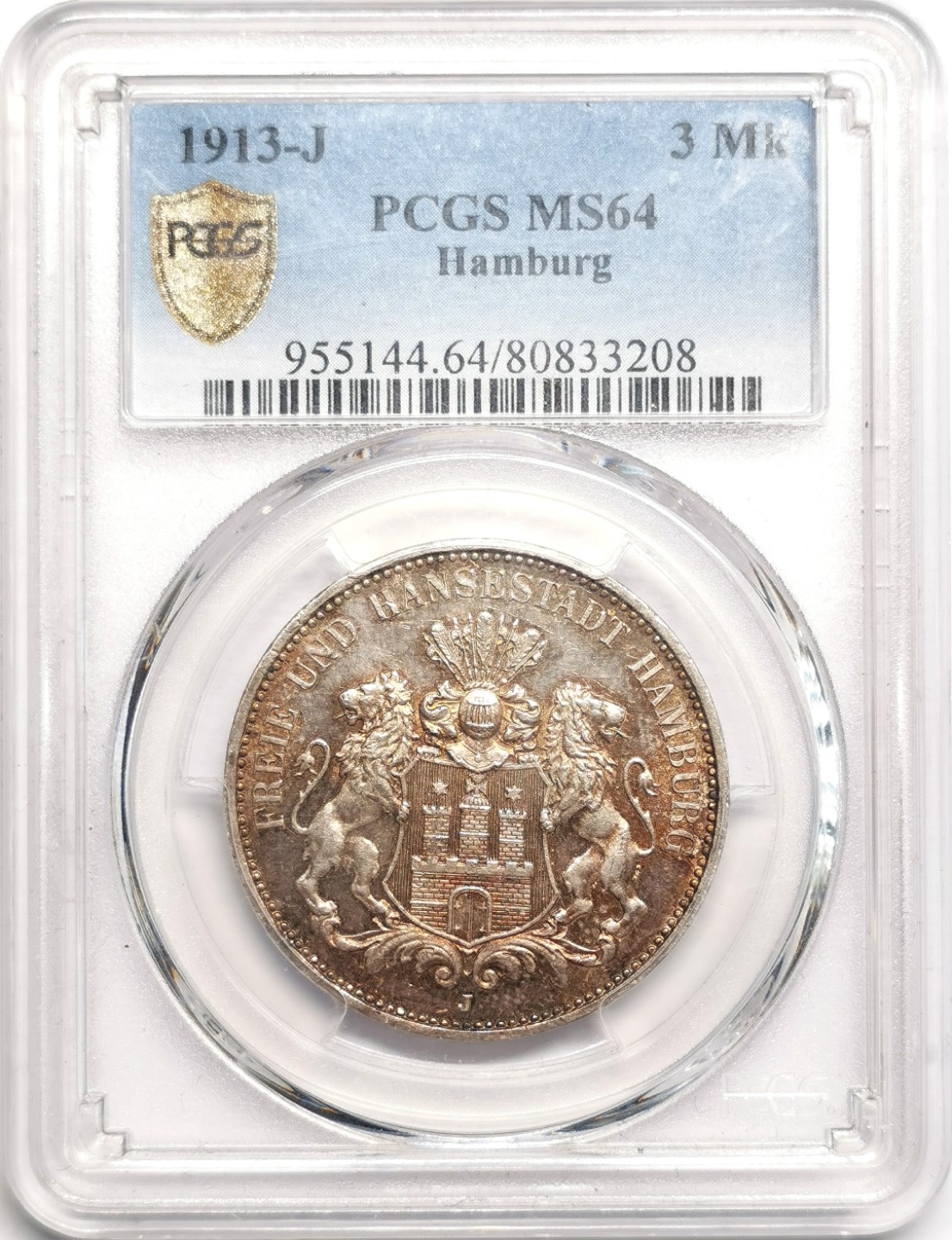 凡希社世界钱币微拍第二百三十九期 1913汉堡3马克PCGS-MS64