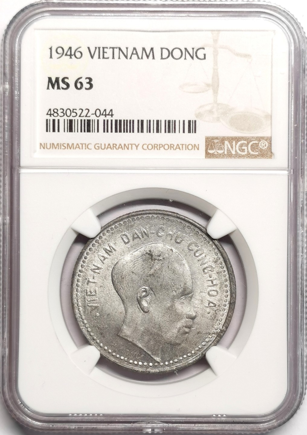 凡希社世界钱币微拍第二百三十九期 1946北越胡志明DONG铝币NGC-MS63