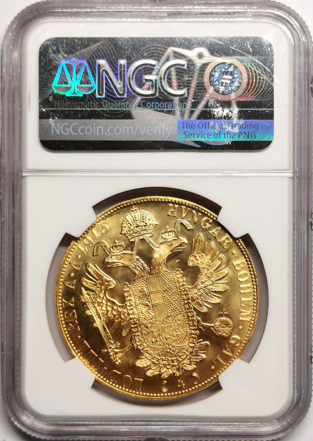凡希社世界钱币微拍第二百三十九期 1915奥地利4Ducat金币NGC-MS67 13.96克 986金