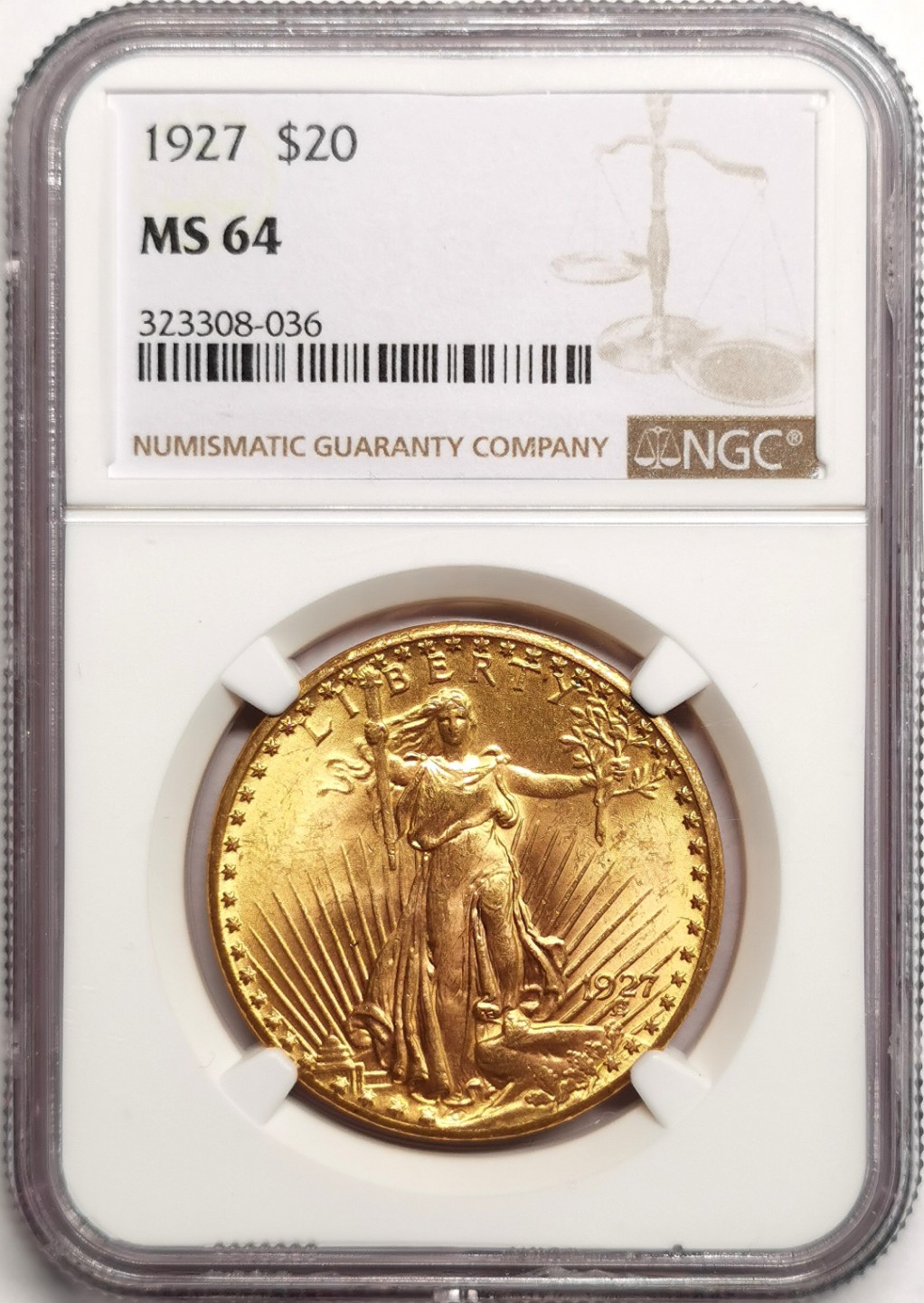 凡希社世界钱币微拍第二百三十九期 荐！1927美国飞鹰20美元大金NGC-MS64收藏级品质！