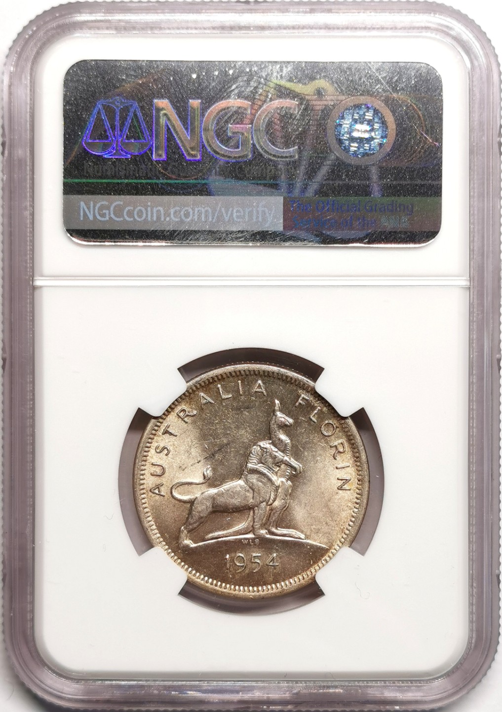 凡希社世界钱币微拍第二百三十九期 1954澳大利亚女王访问纪念佛罗林NGC-MS62