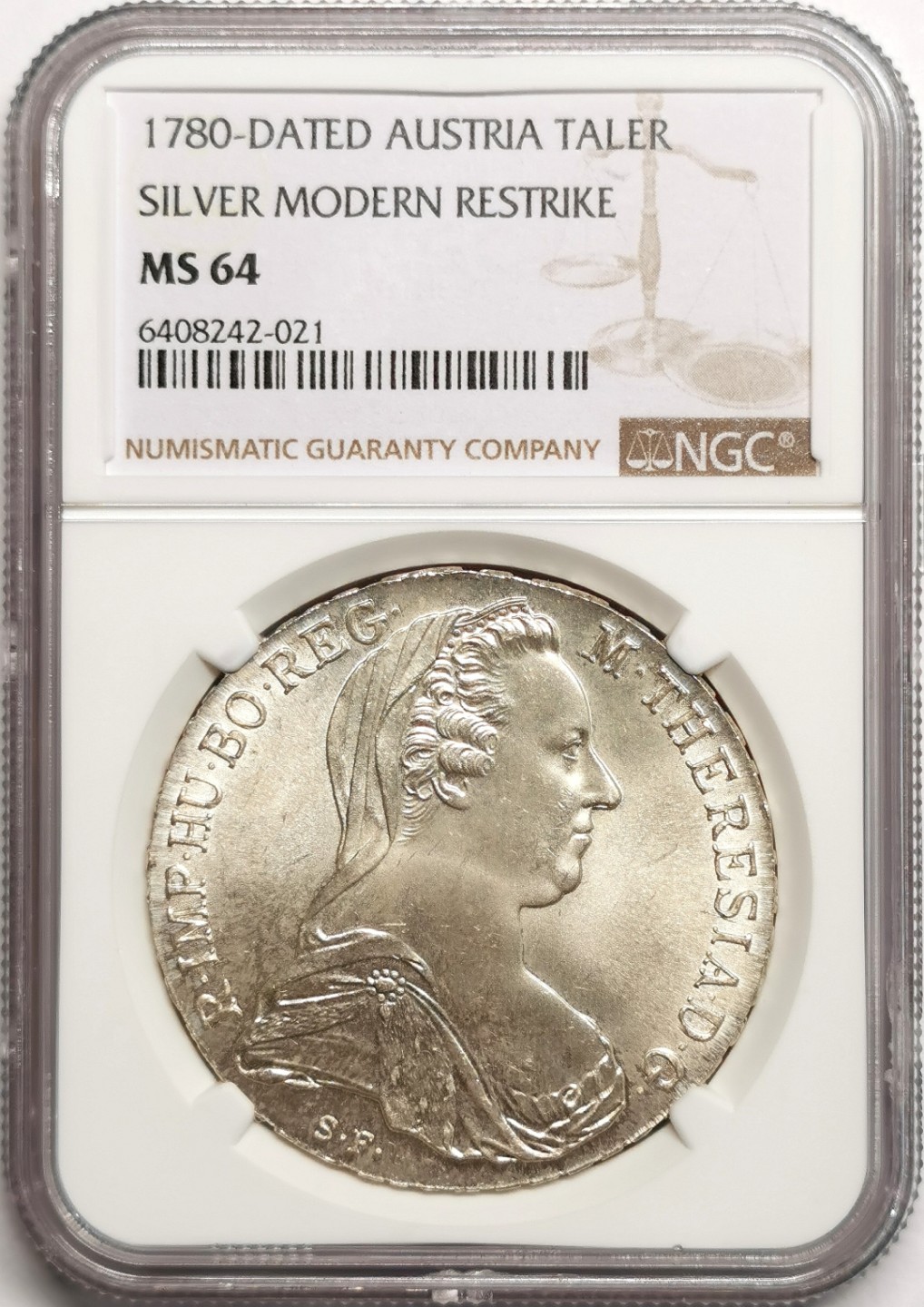 凡希社世界钱币微拍第二百三十九期 1780奥地利特蕾莎泰勒NGC-MS64