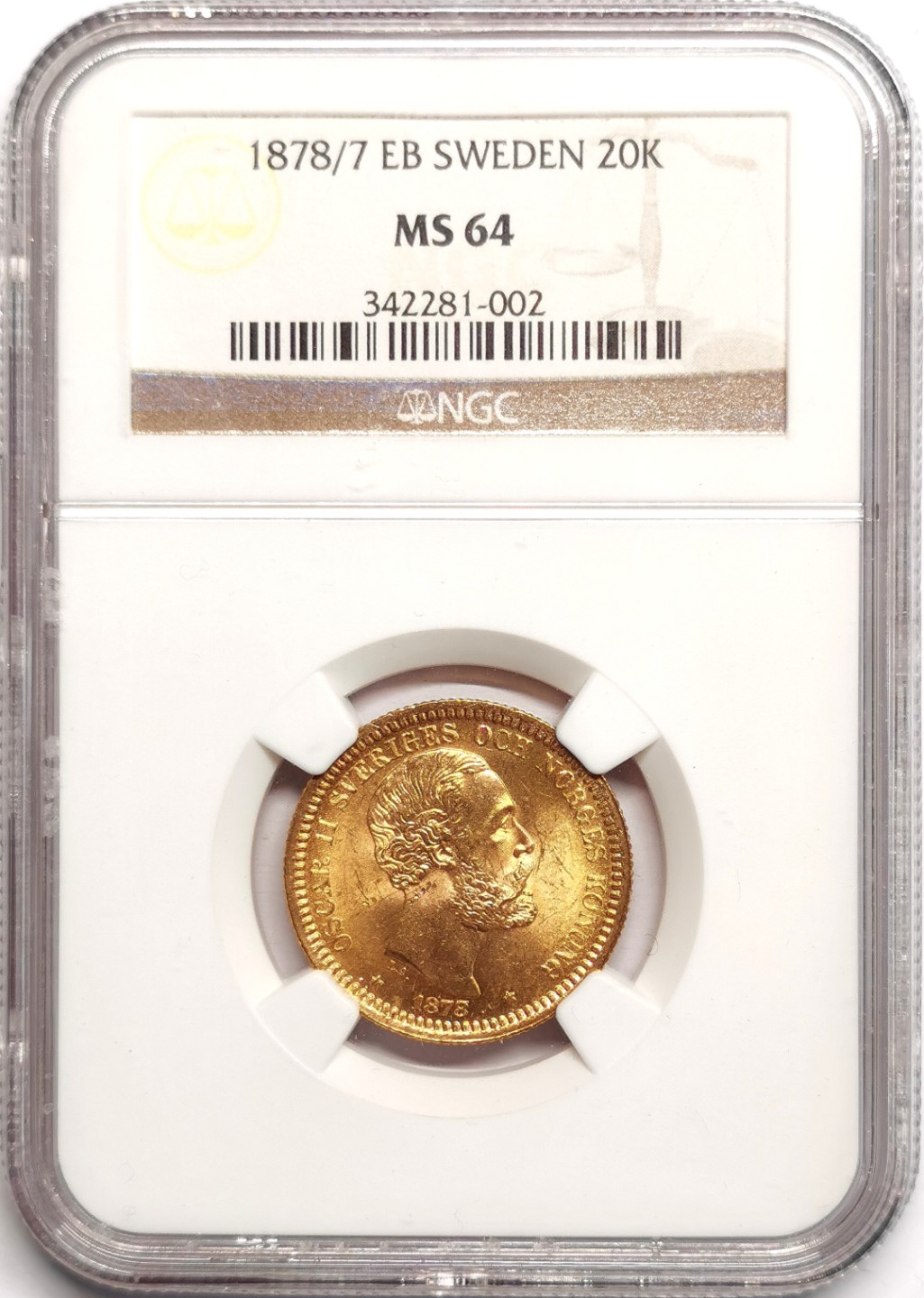 凡希社世界钱币微拍第二百三十九期 1878/7瑞典20克朗金币NGC-MS64骑字版少！