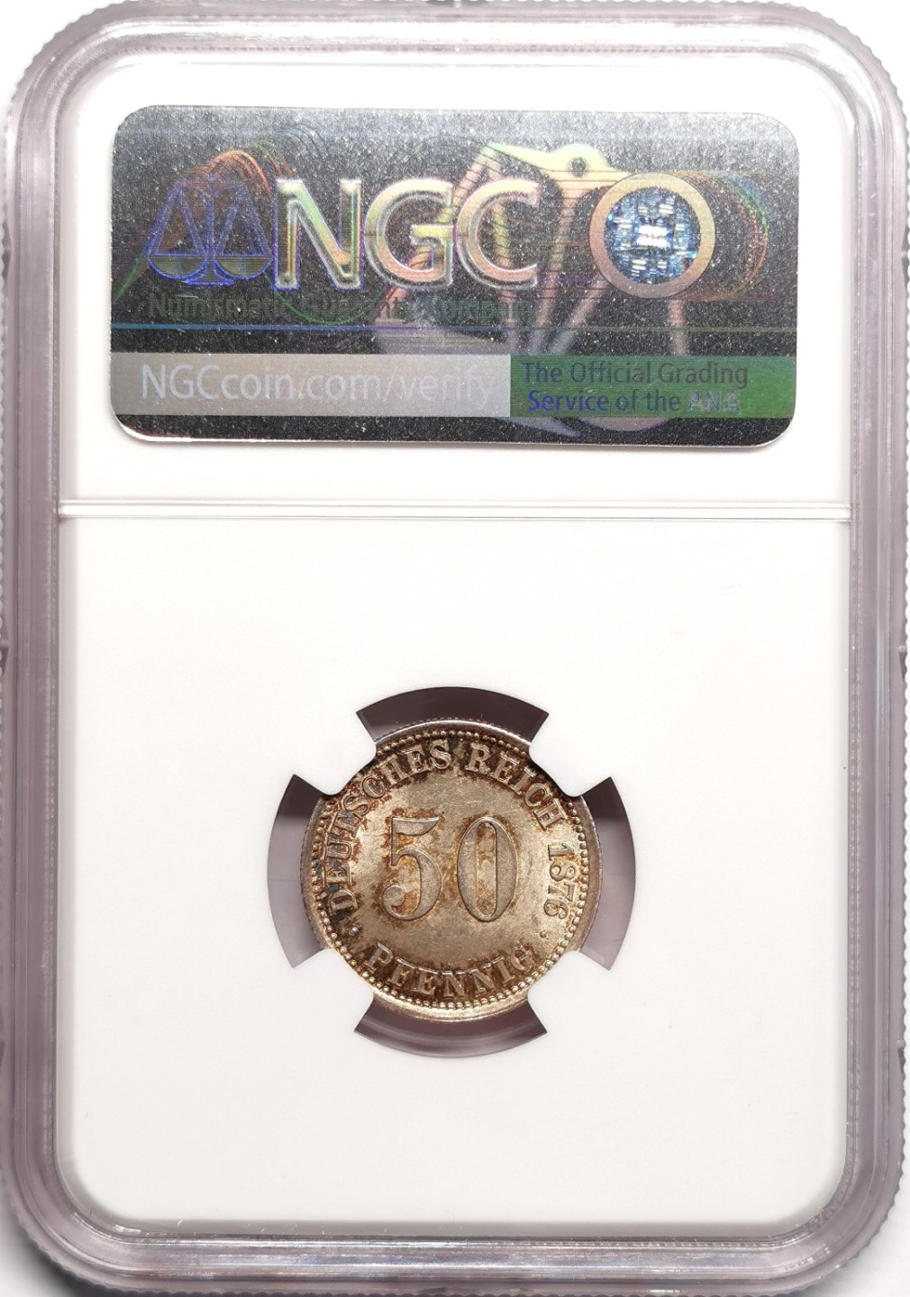凡希社世界钱币微拍第二百三十九期 1876德意志帝国短翅50芬尼银币NGC-MS63