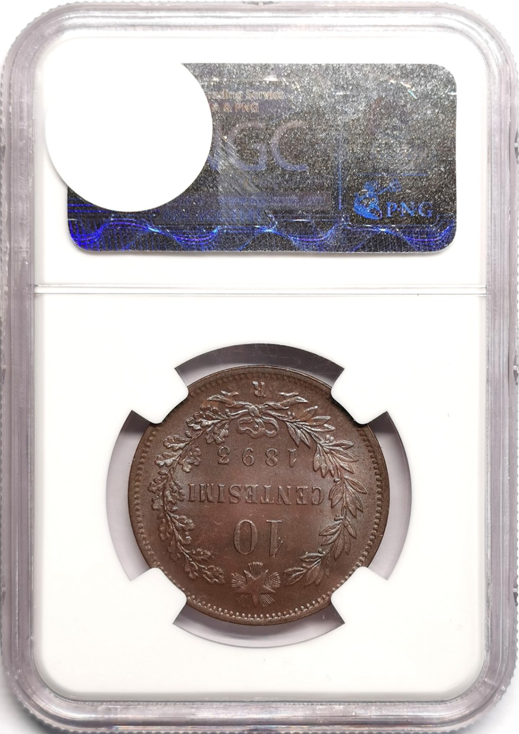 凡希社世界钱币微拍第二百三十九期 1893意大利翁贝托10分大铜NGC-MS64巧克力包浆！