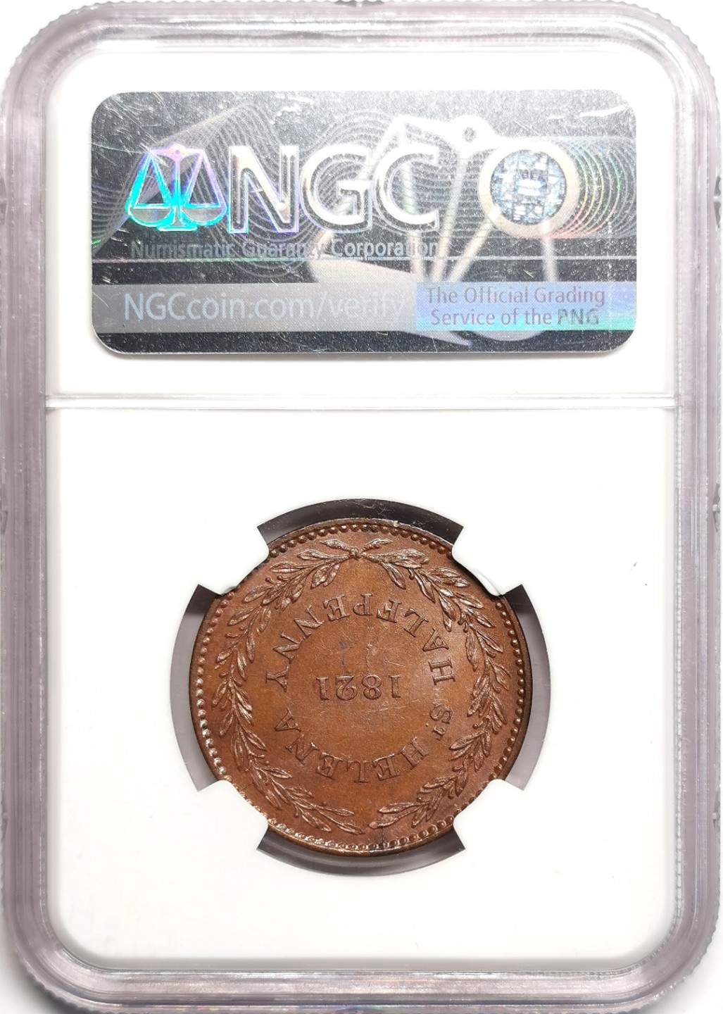 凡希社世界钱币微拍第二百三十九期 荐！1821圣赫勒拿1/2便士NGC-MS64铜色优美！