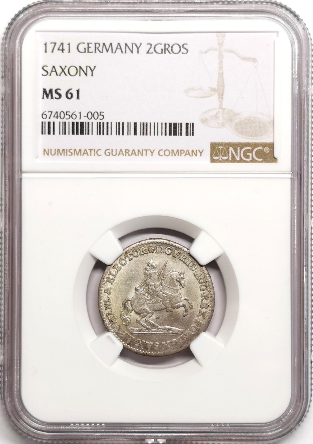 凡希社世界钱币微拍第二百三十九期 1741萨克森2GRO银辅币NGC-MS61