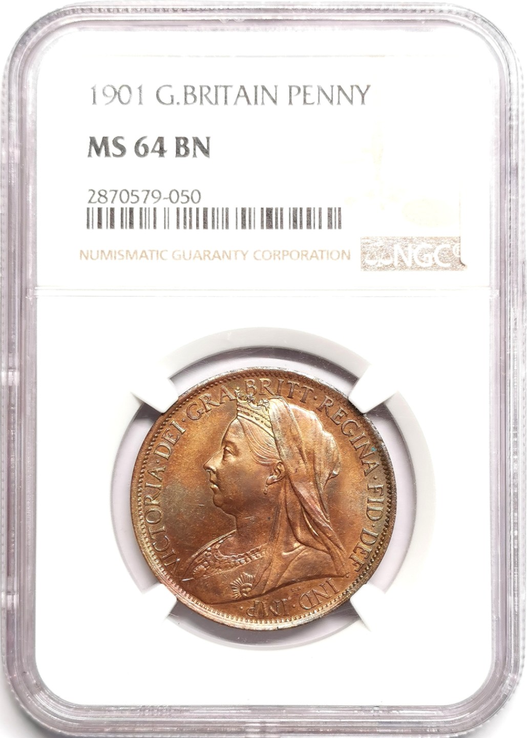 凡希社世界钱币微拍第二百三十九期 1901英国老维批纱便士NGC-MS64