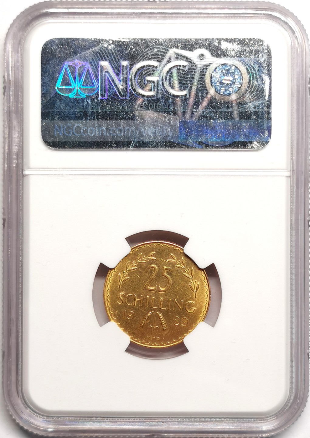 凡希社世界钱币微拍第二百三十九期 1929奥地利共和国25先令金币NGC-MS62