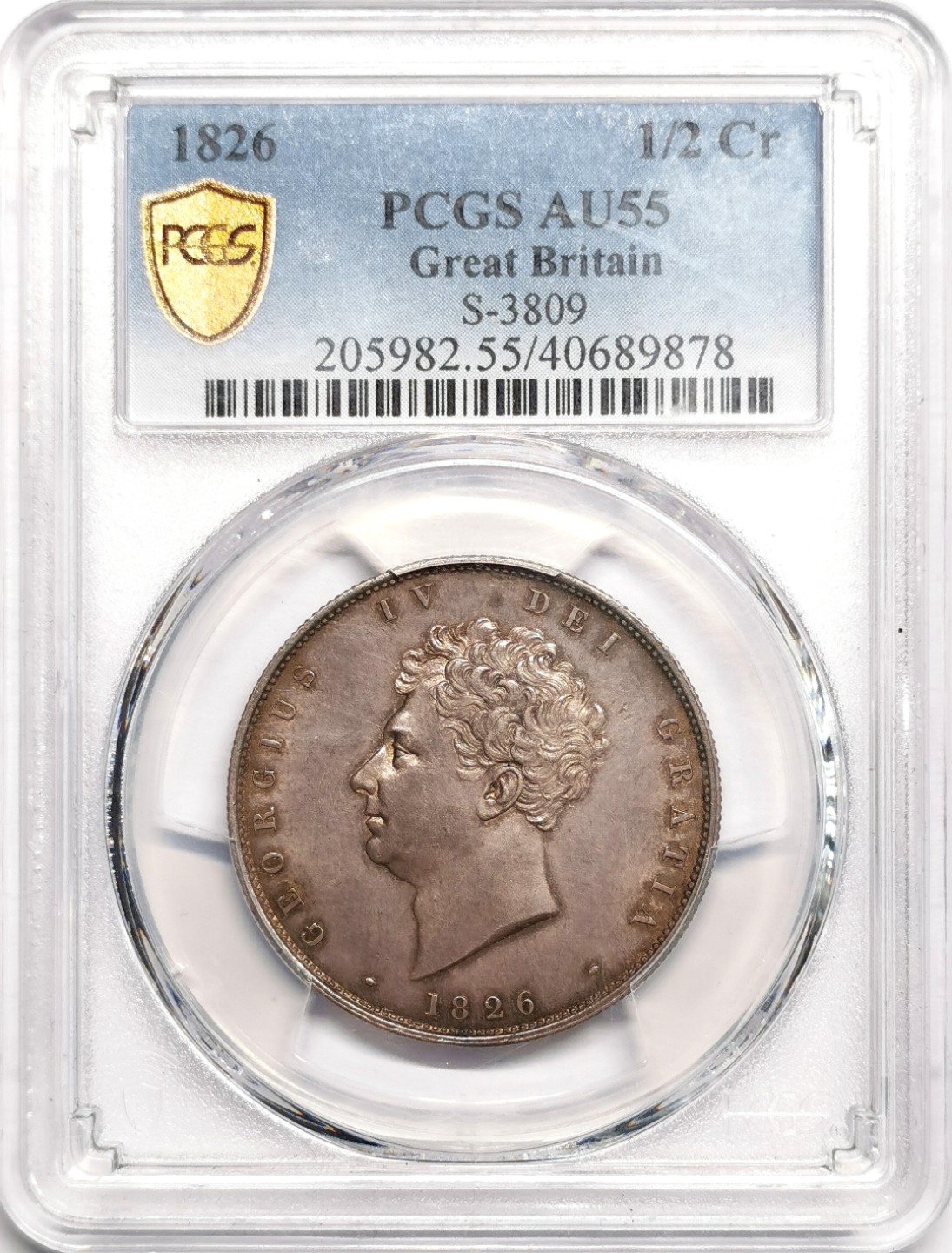 凡希社世界钱币微拍第二百三十九期 1826英国乔四1/2克朗PCGS-AU55