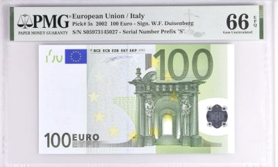 《张总朋友收藏》102期—外币精品 - 欧元100欧 PMG66E 2002年 一签S冠 意大利版