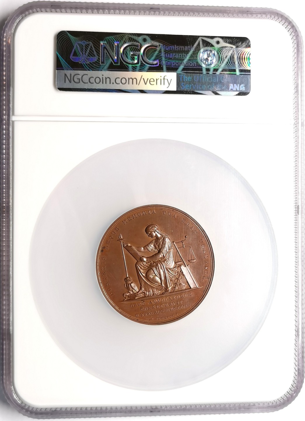 凡希社世界钱币微拍第二百三十九期 1856德国第25任最高法院主席纪念大铜章NGC-MS64