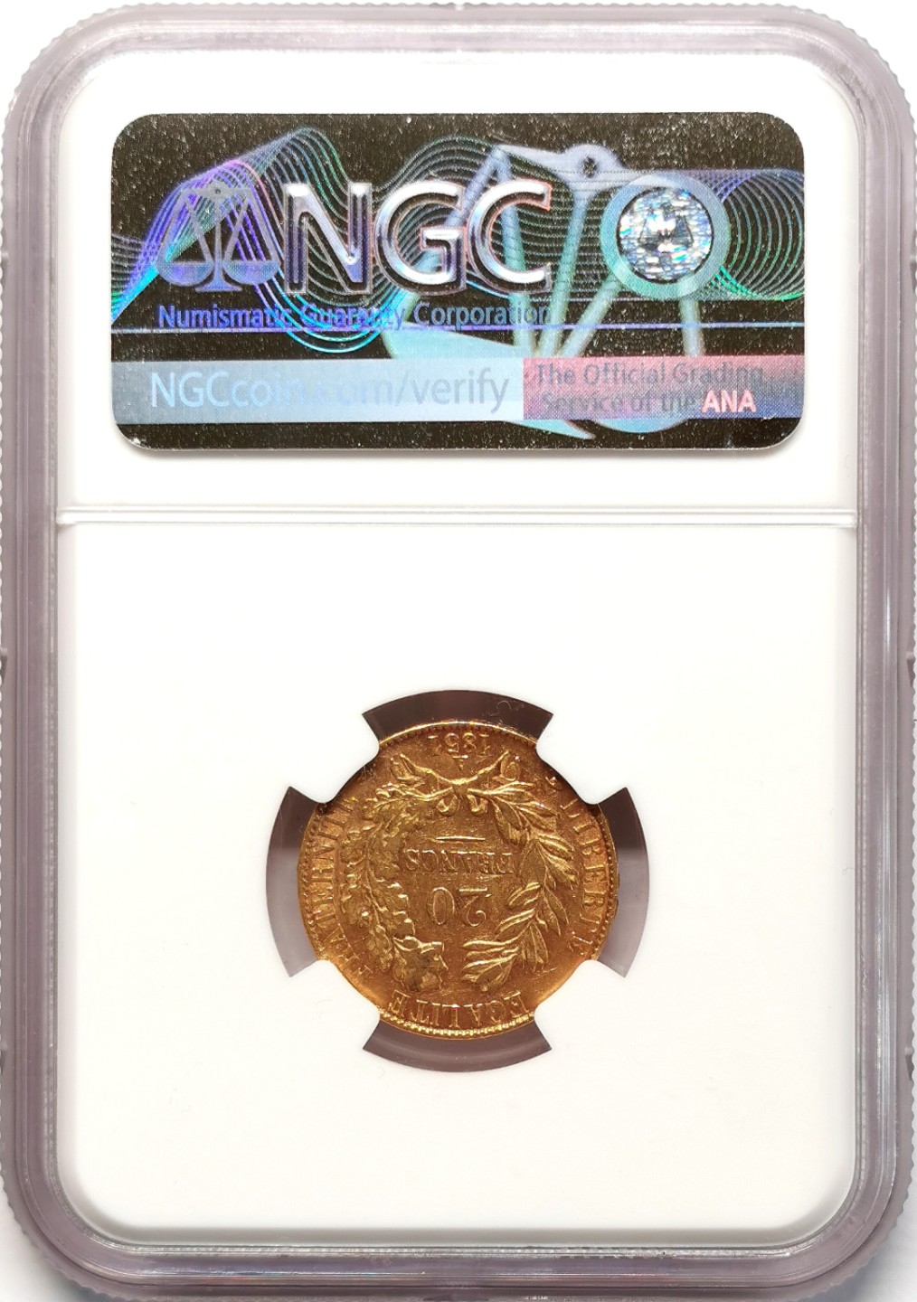 凡希社世界钱币微拍第二百三十九期 1851法国20法郎金币NGC-AU58