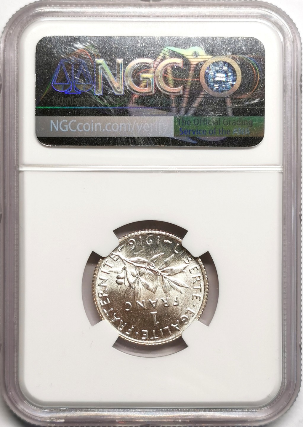 凡希社世界钱币微拍第二百三十九期 1916法国播种银法郎NGC-MS63