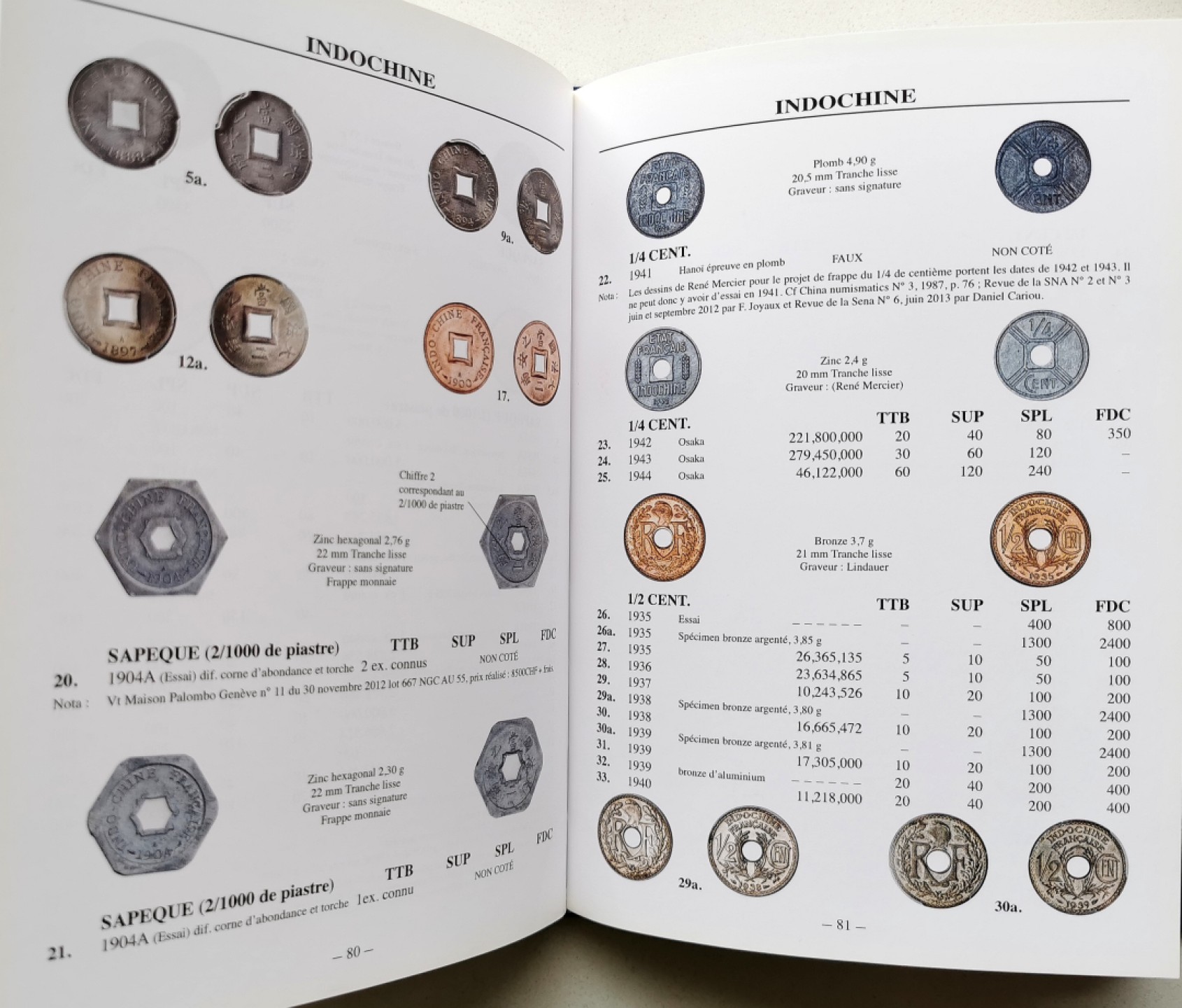 凡希社世界钱币微拍第二百三十九期 GADOURY法属印度支那币章目录 八五品