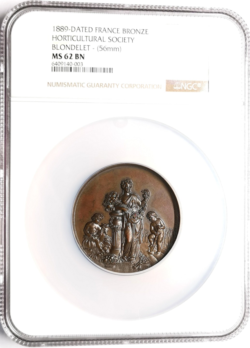 凡希社世界钱币微拍第二百三十九期 1889法国园艺协会纪念大铜章NGC-MS62