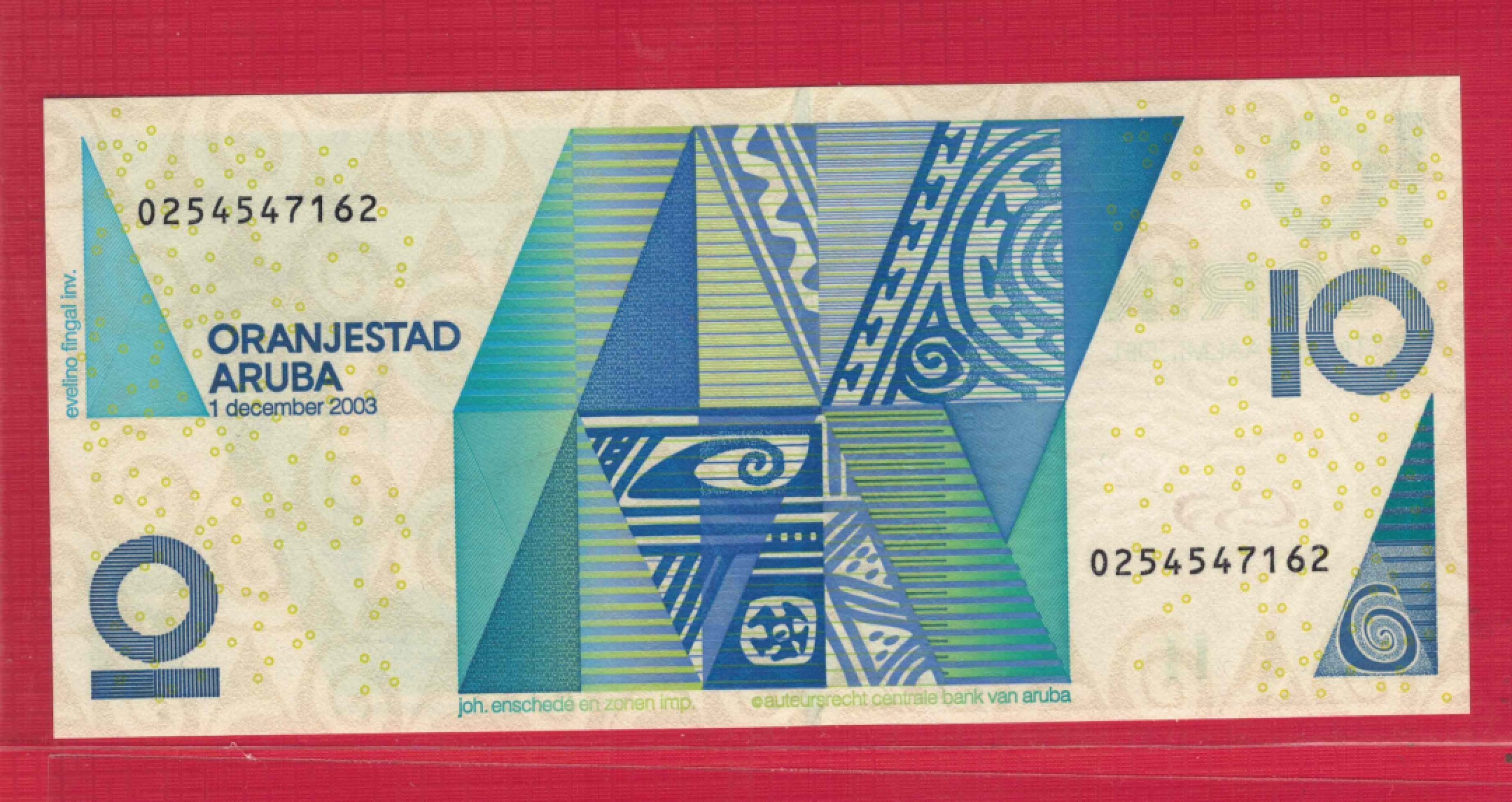 阿鲁巴10盾 2003年 欧洲纸币 实物图 UNC