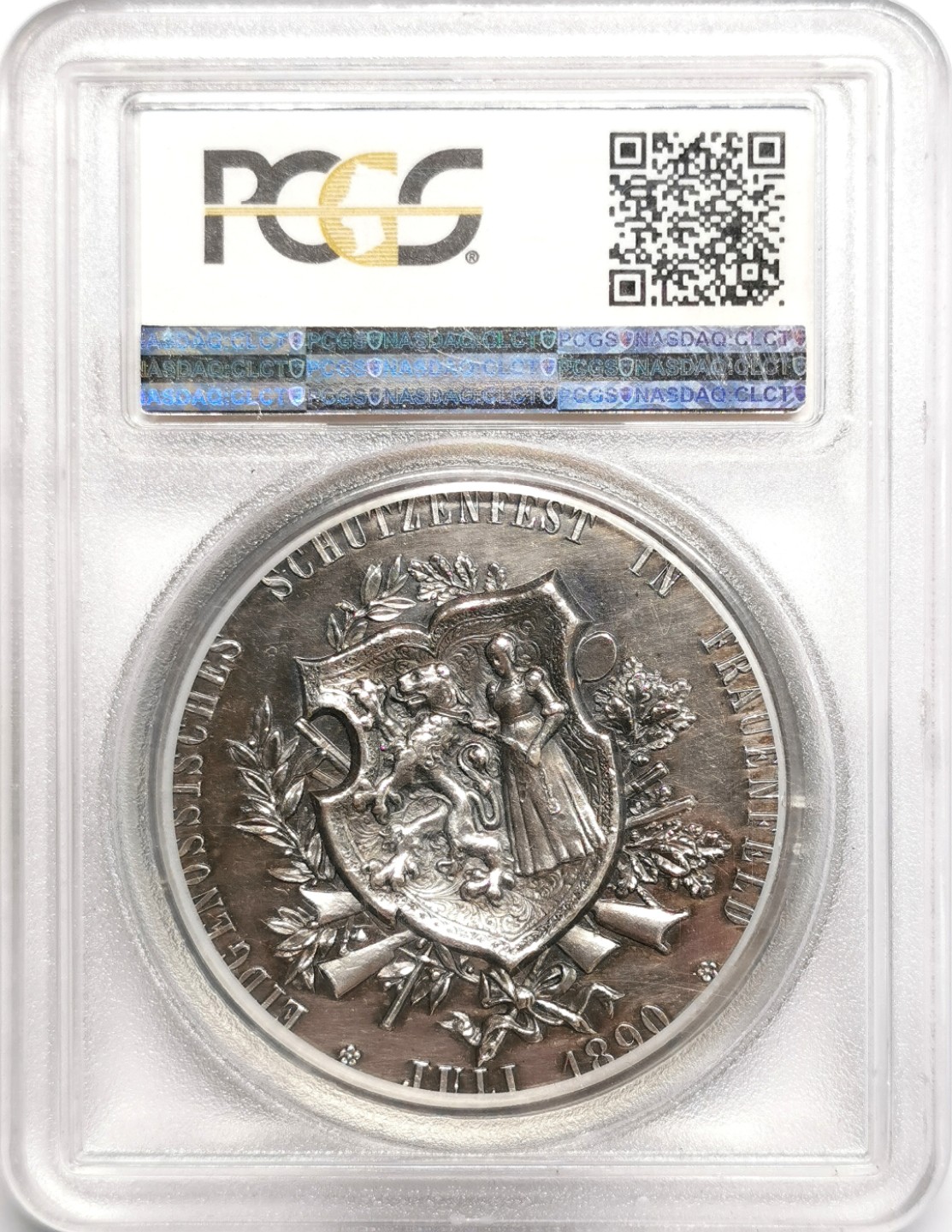 凡希社世界钱币微拍第二百三十九期 1890瑞士图尔高射击节纪念银章PCGS-SP62