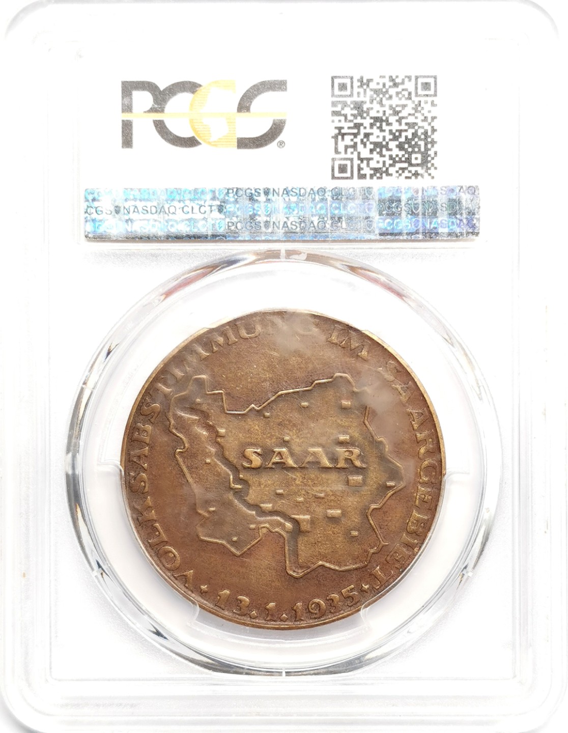 凡希社世界钱币微拍第二百三十九期 1935德国萨尔区回归纪念铜章PCGS-SP64