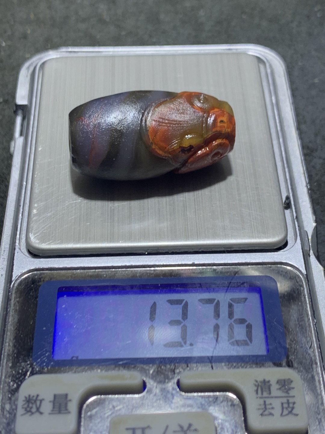 精美亚光高玉化战国红玛瑙手工雕刻如意勒子一颗！