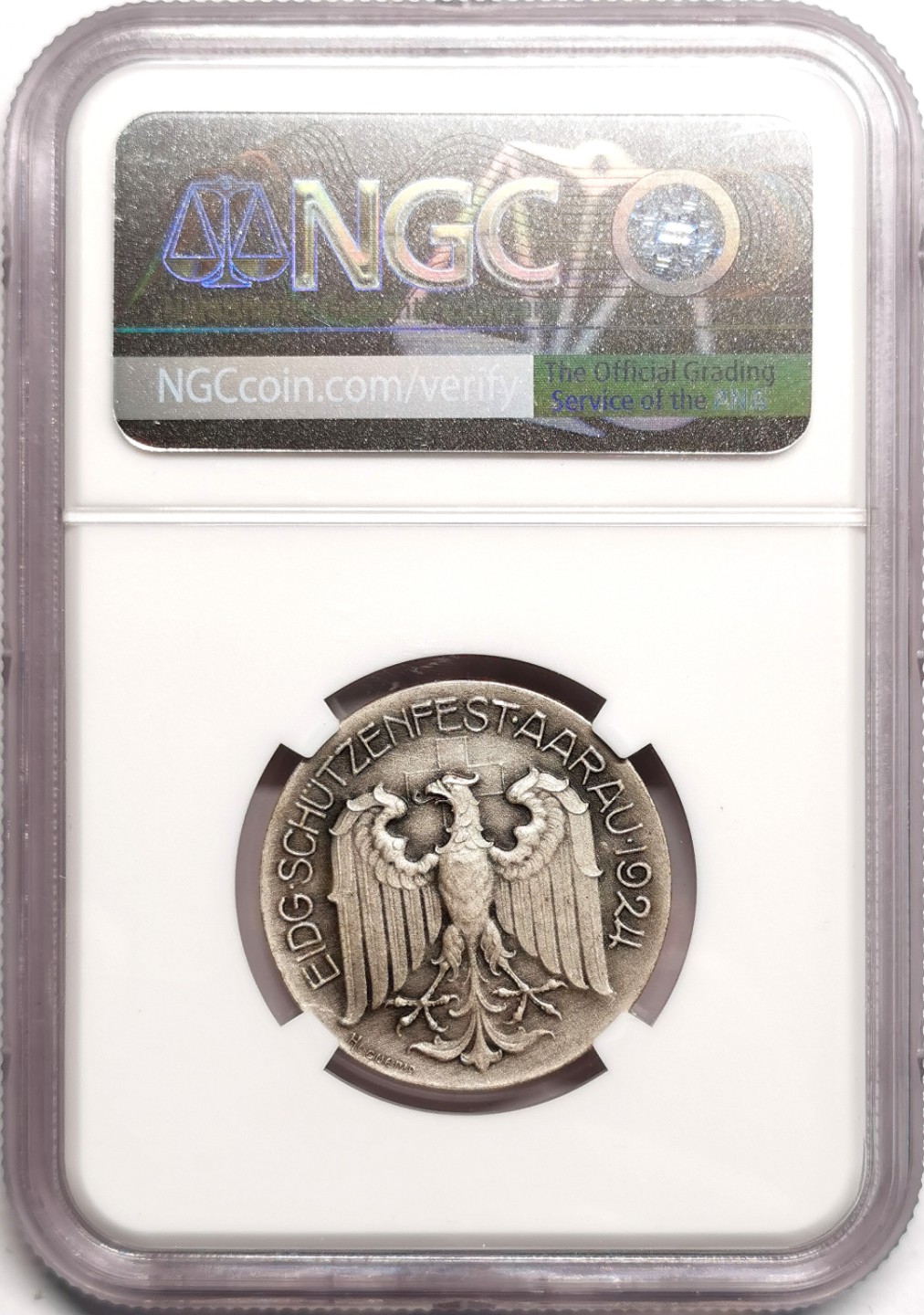 凡希社世界钱币微拍第二百三十九期 1924瑞士阿尔高射击节银章NGC-MS64