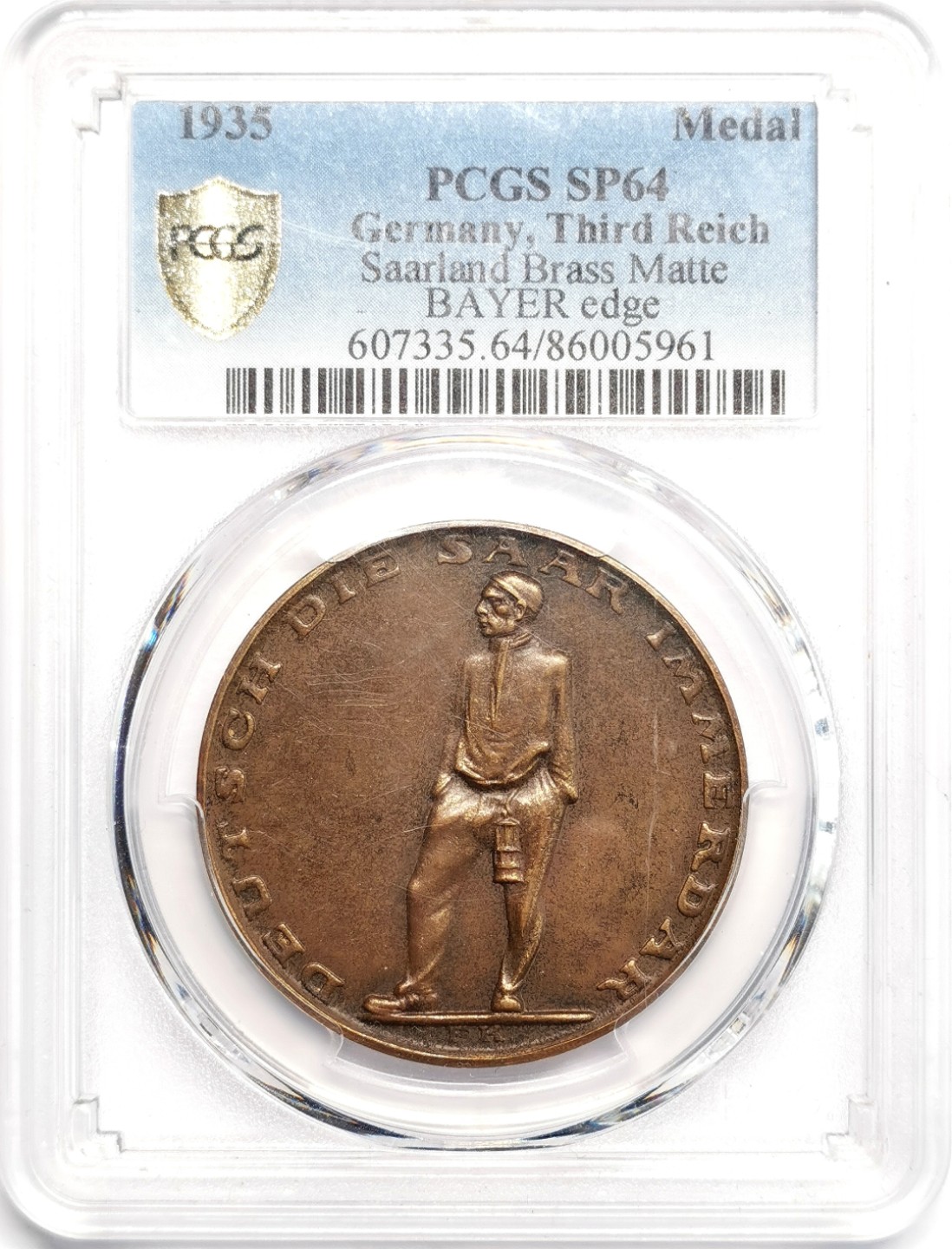 凡希社世界钱币微拍第二百三十九期 1935德国萨尔区回归纪念铜章PCGS-SP64