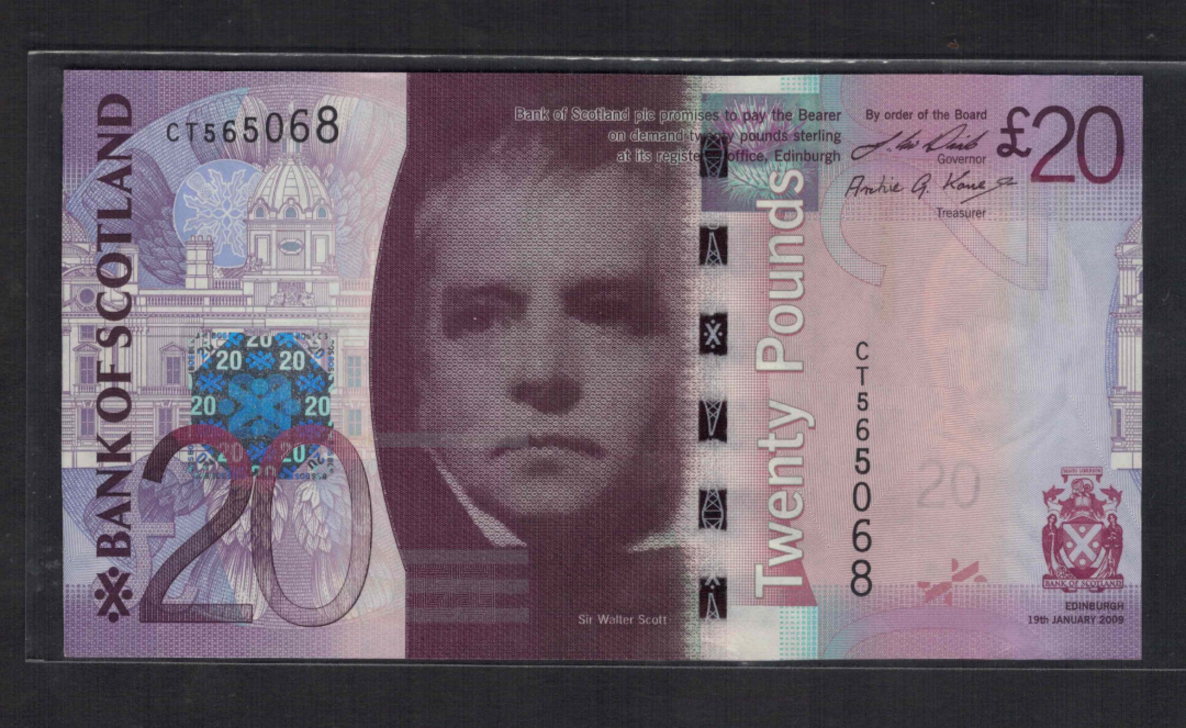 苏格兰20镑 2009年 无47 P-126b 欧洲纸币 实物如图 UNC