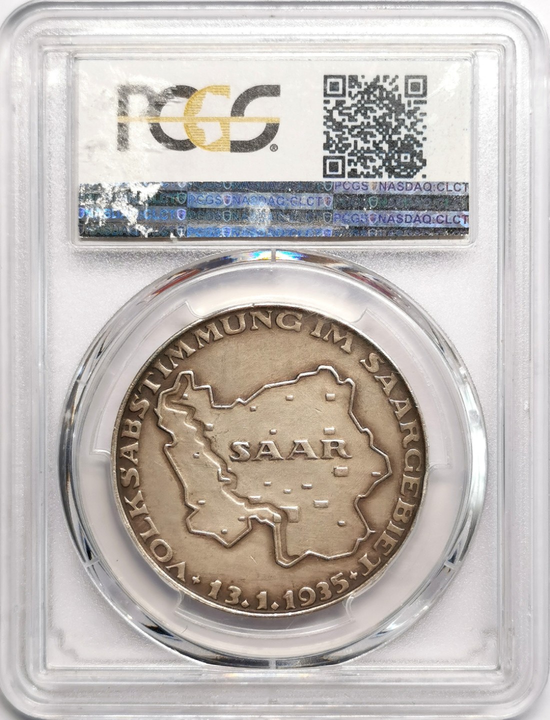 凡希社世界钱币微拍第二百三十九期 1935德国萨尔区回归纪念银章PCGS-SP63