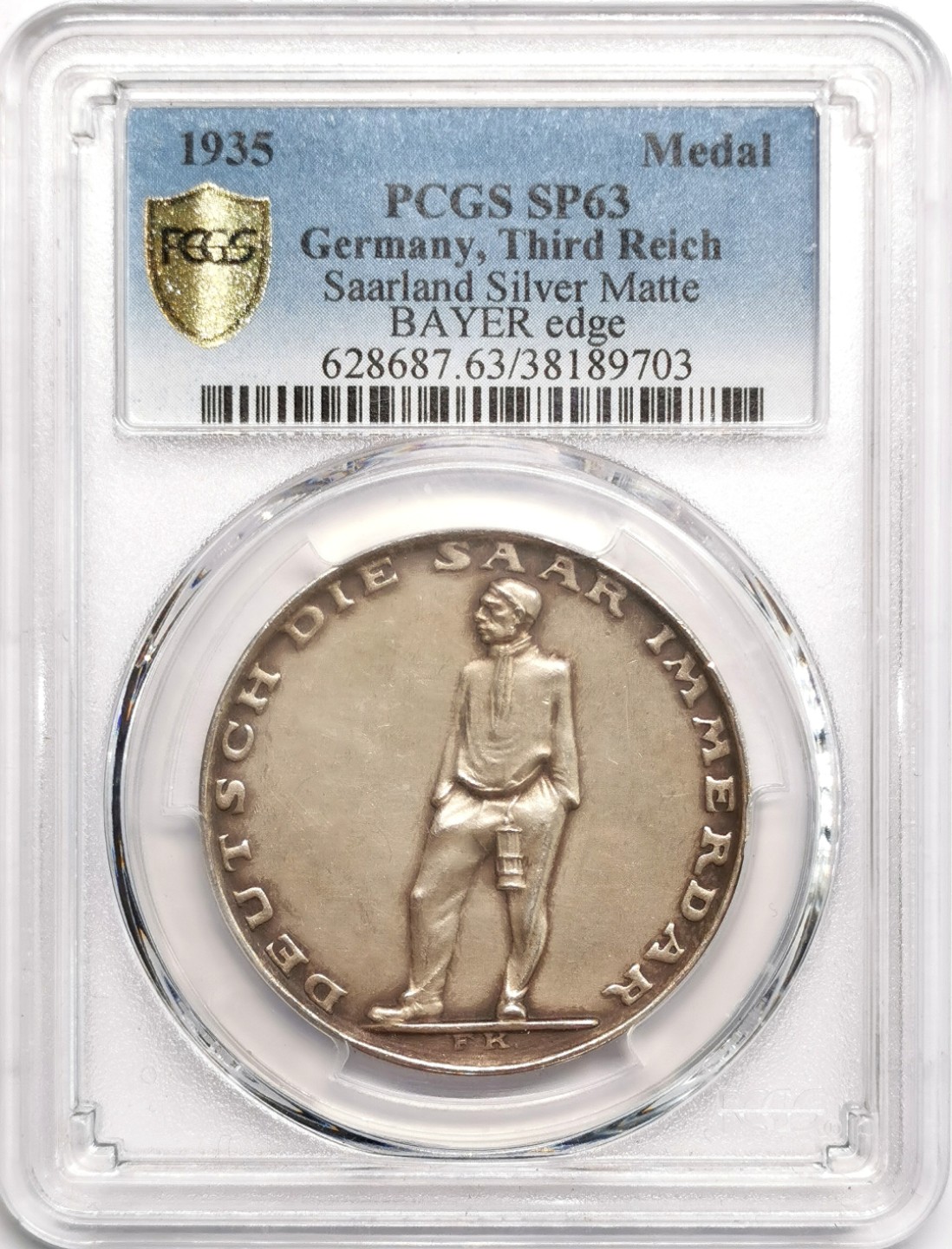 凡希社世界钱币微拍第二百三十九期 1935德国萨尔区回归纪念银章PCGS-SP63