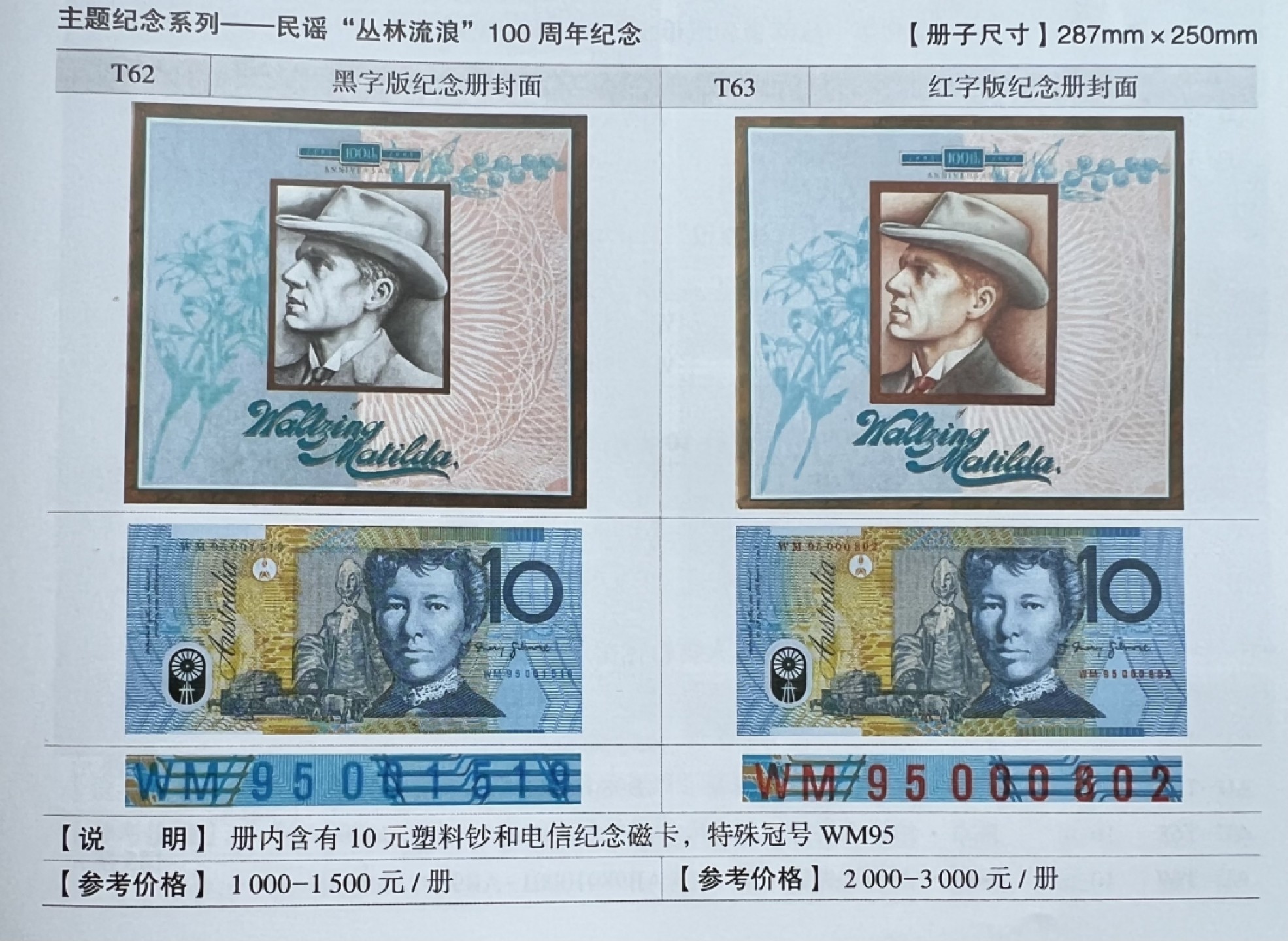 2026第4场（总第231期）：精品测试钞、外钞综合场  红字版/WM95冠 澳大利亚民谣“丛林流浪