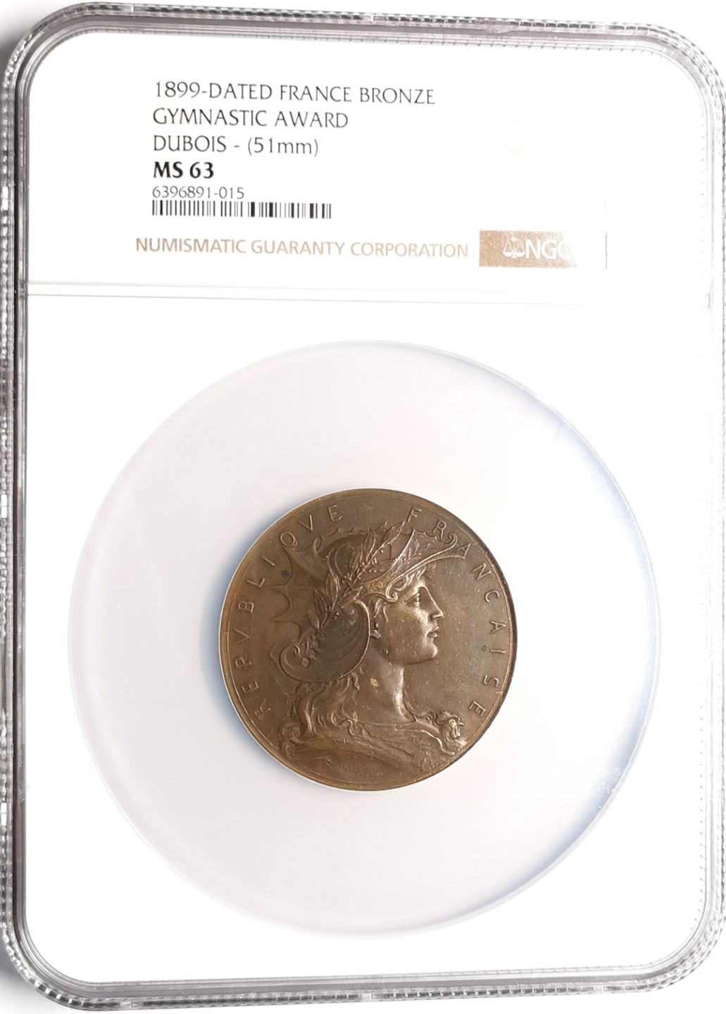 凡希社世界钱币微拍第二百三十九期 1899法国体操铜质奖章NGC-MS63