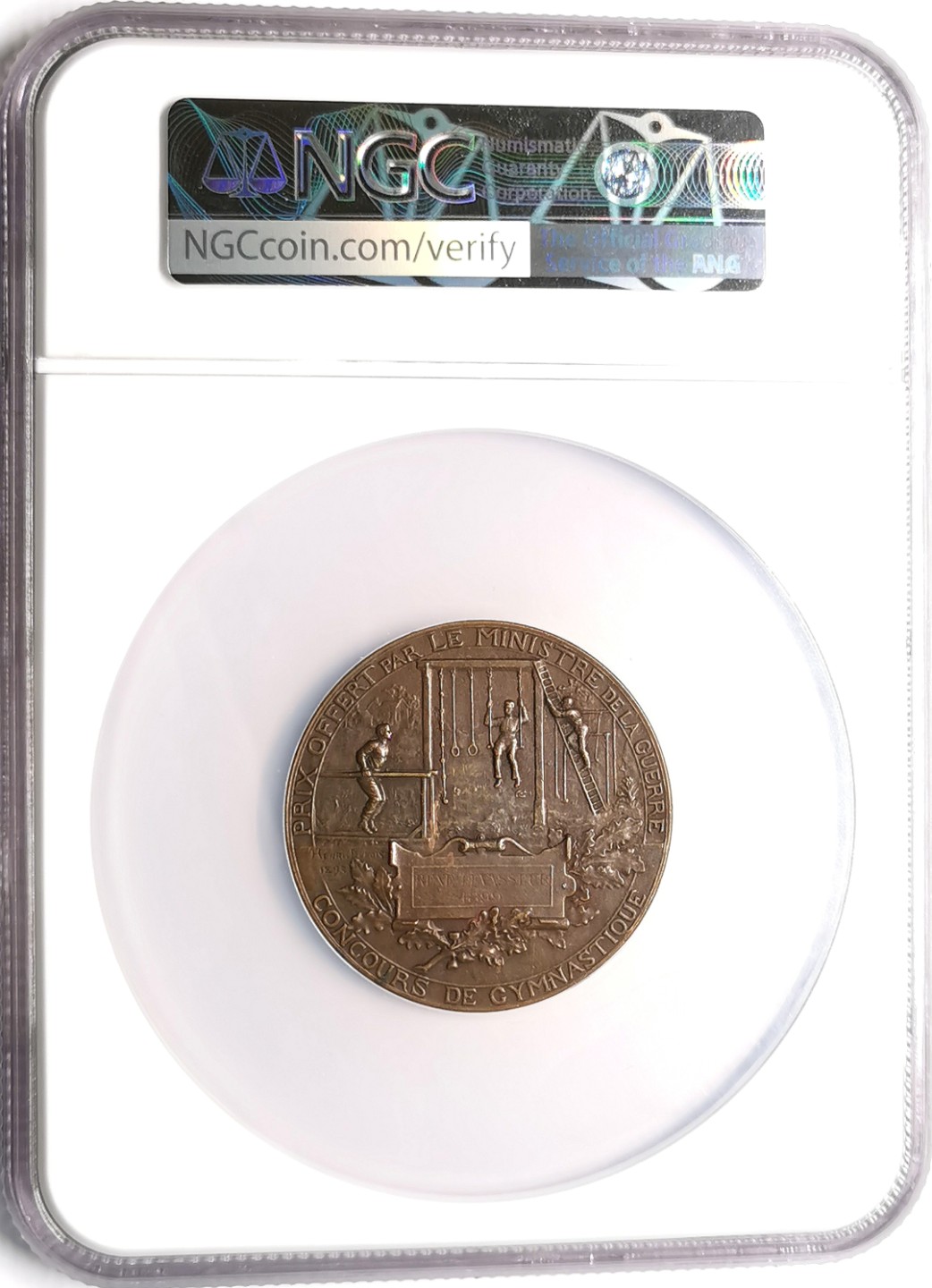 凡希社世界钱币微拍第二百三十九期 1899法国体操铜质奖章NGC-MS63