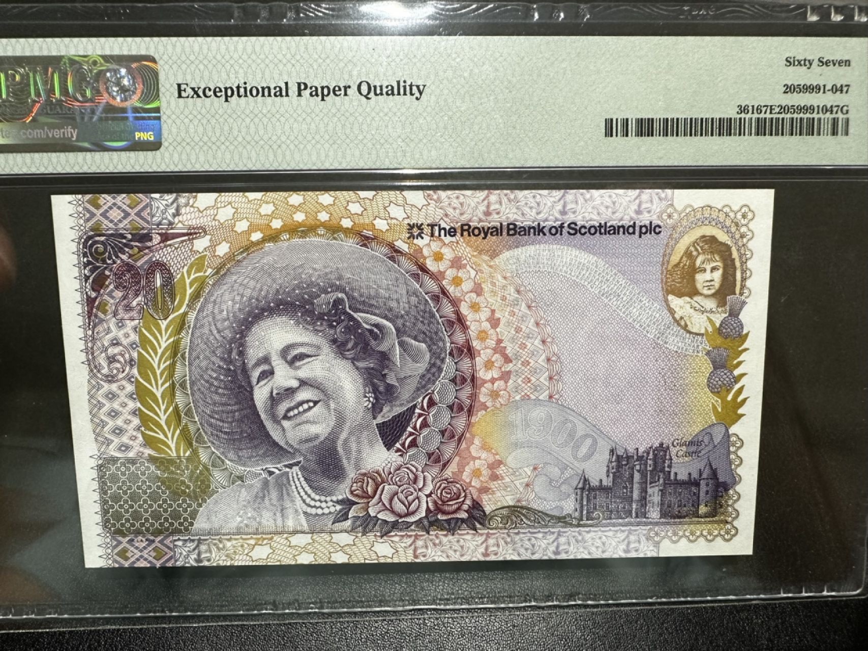 《外钞收藏家》第二百六十九期 2000年苏格兰20镑 纪念钞 PMG67 无47
