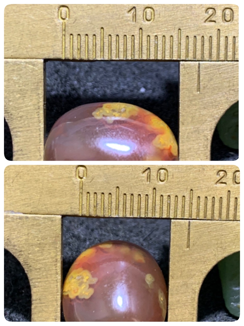 精美高玉化冻料草花纹战国红玛瑙随形珠一颗！