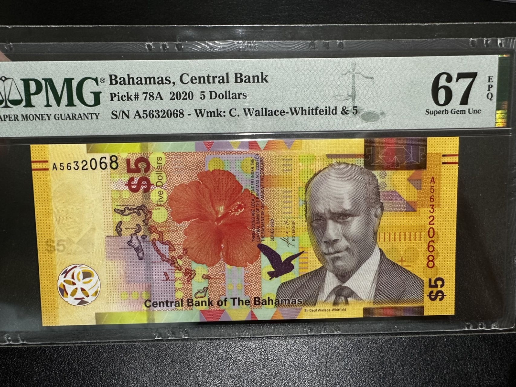 《外钞收藏家》第二百六十九期 2020年巴哈马5刀 PMG67 无47尾8