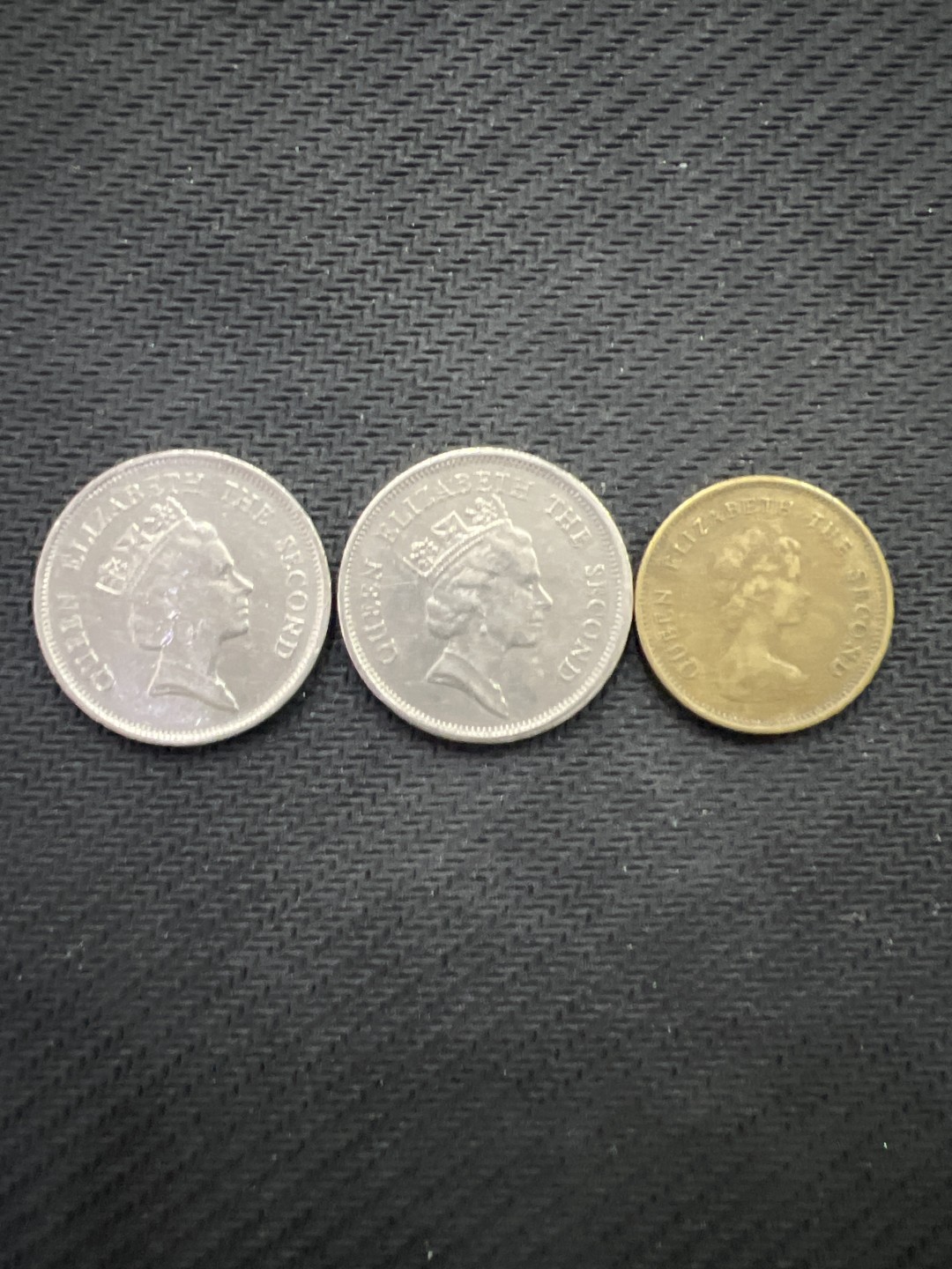 飞翔风筝外国硬币纸币第一场 香港英国女皇头像硬币3枚