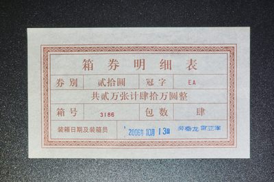 港、澳、台、中、外钞、补号、豹子号、狮子号、老虎号、流水签、机签、箱包单、捆拆、万拆、靓号专场第9期 - 0520 EA 箱单1+4封包单原箱一套