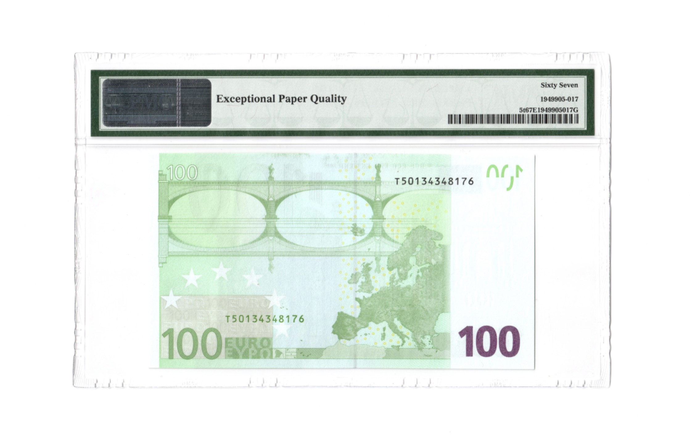 收藏联盟Quantum Auction 第261期拍卖  欧盟国家爱尔兰2002年100元 PMG67 稀少第一签