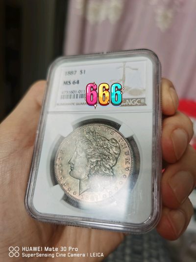 1887 美国银元 摩根 ngc ms64 五彩 可转光 - 1887 美国银元 摩根 ngc ms64 五彩 可转光