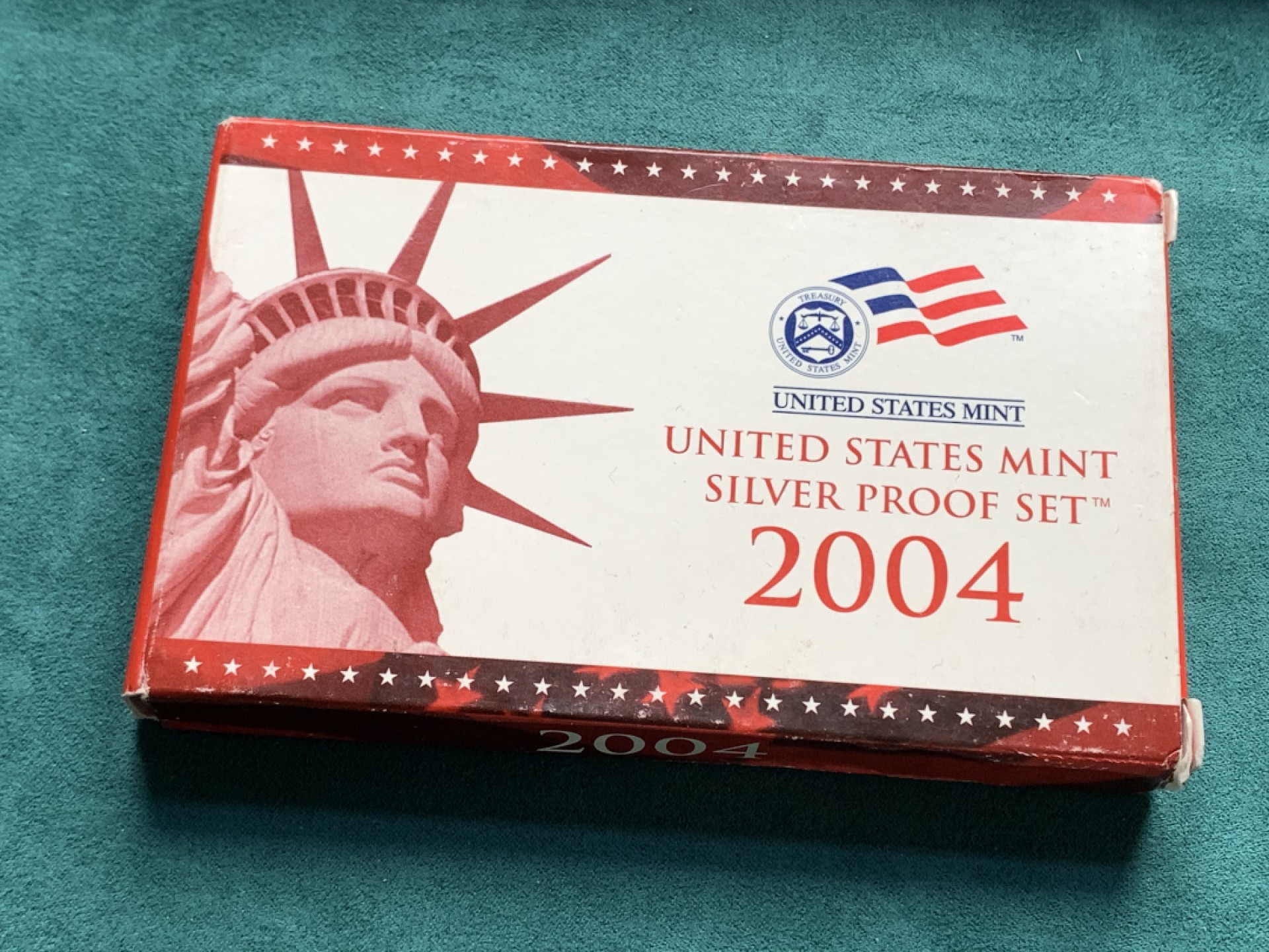 《竞宝斋》第167场-周日，周一，周四 3场 (全场包邮) 2004年美国精制银质套币，含1枚50美分，5枚25美分，1枚10美分共7枚银币