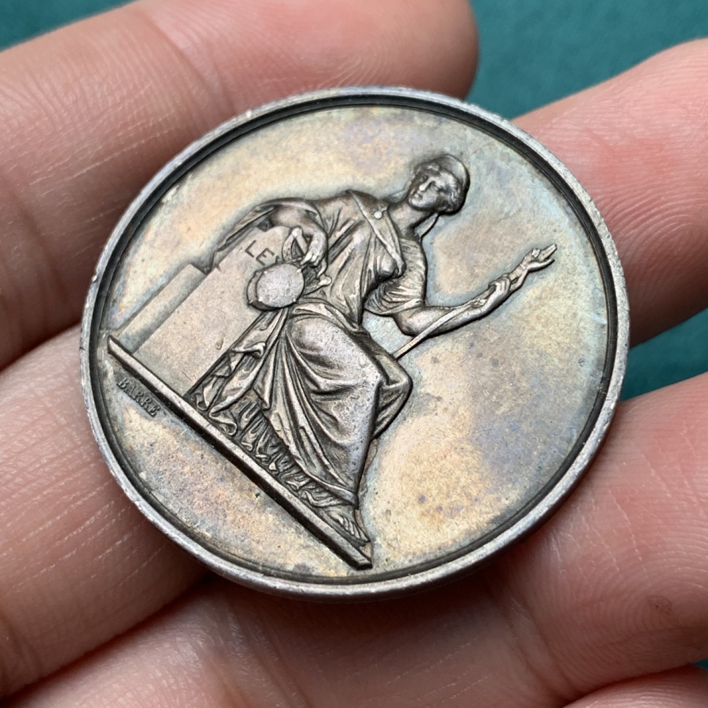 《竞宝斋》第167场-周日，周一，周四 3场 (全场包邮) 法国 1860-1879 里昂法院 银质代币 蜜蜂边铭 深彩包浆 银标 24.5mm 12.2克