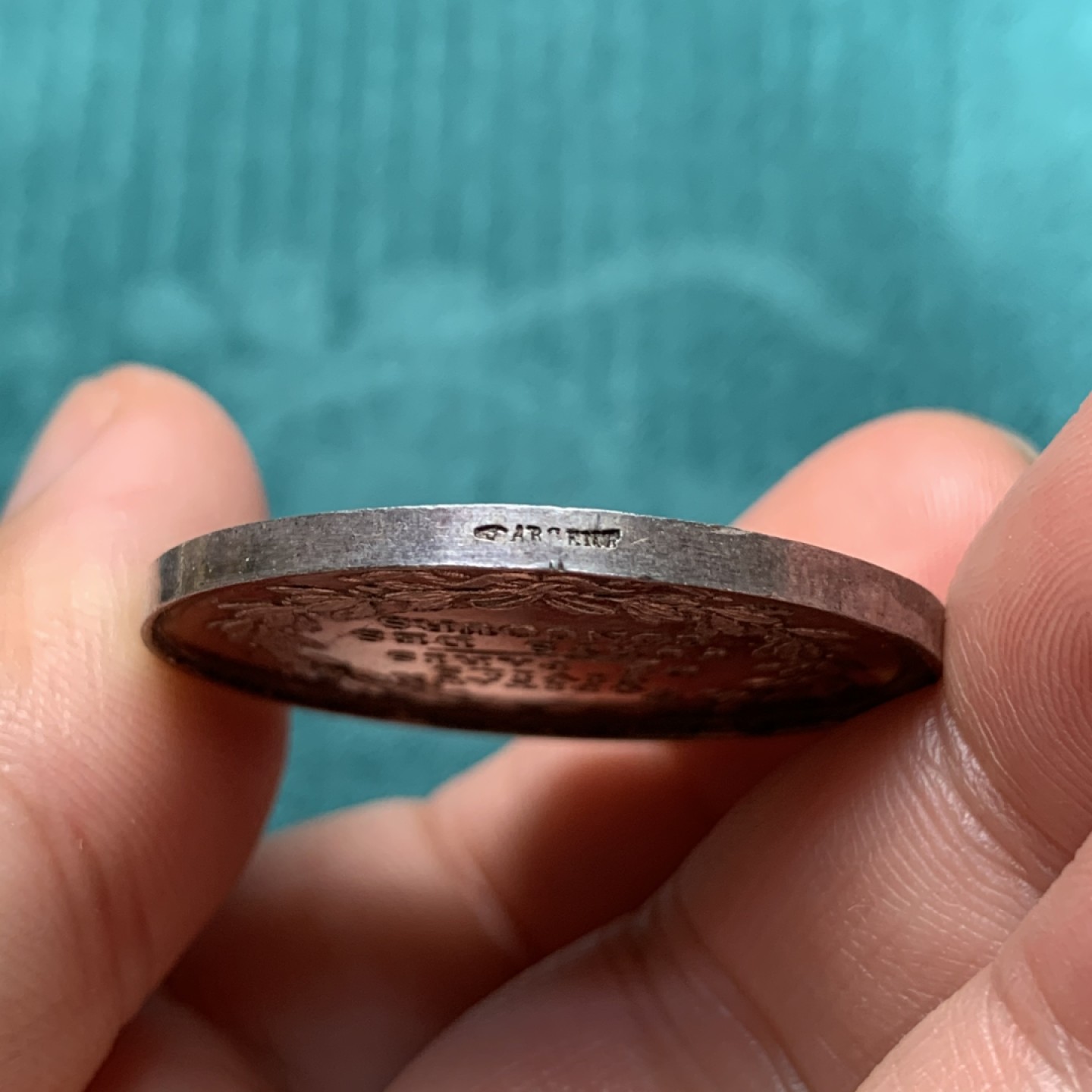 《竞宝斋》第167场-周日，周一，周四 3场 (全场包邮) 法国银章 镜面底板 UNC品相 铸纹清晰 35mm 17.85g 边铭手指agent