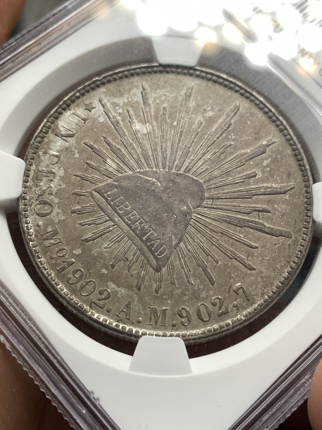 《竞宝斋》第167场-周日，周一，周四 3场 (全场包邮) NGC-MS62 墨西哥 1902MO AM 1比索 直边鹰洋 大银币 深彩包浆 难得