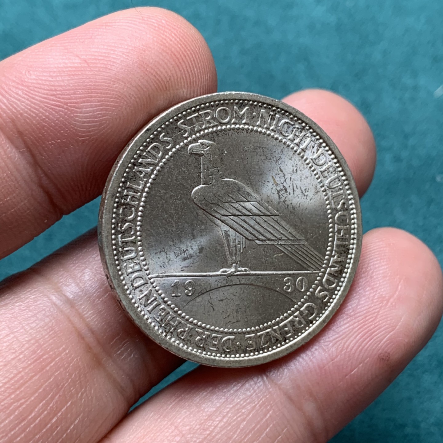 《竞宝斋》第167场-周日，周一，周四 3场 (全场包邮) 1930年 魏玛德国 鹰桥3马克 银币 顶级品相