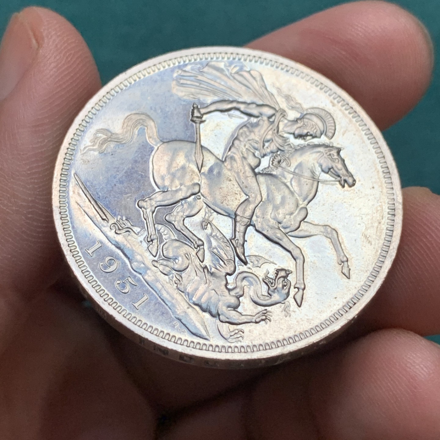 《竞宝斋》第167场-周日，周一，周四 3场 (全场包邮) 英国 1951年 乔治六世 最后的马剑 克朗镍马剑 带红盒