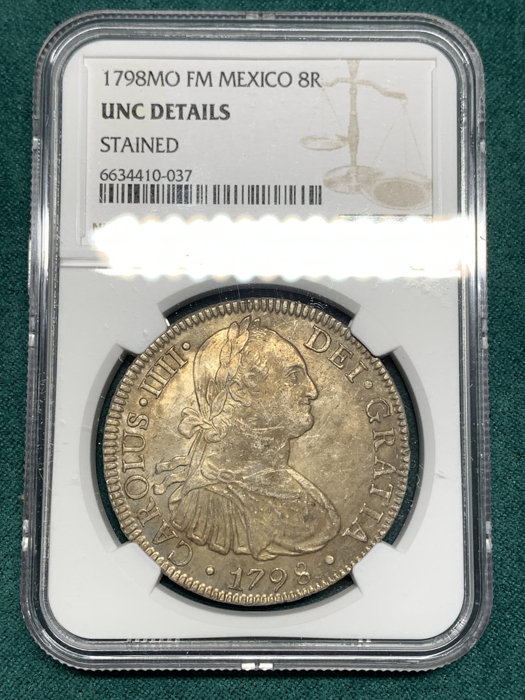 《竞宝斋》第167场-周日，周一，周四 3场 (全场包邮) NGC UNC  墨西哥 1798年 早期卡四 双柱 大银币 正反深打背面底板极好 感觉可以再试试