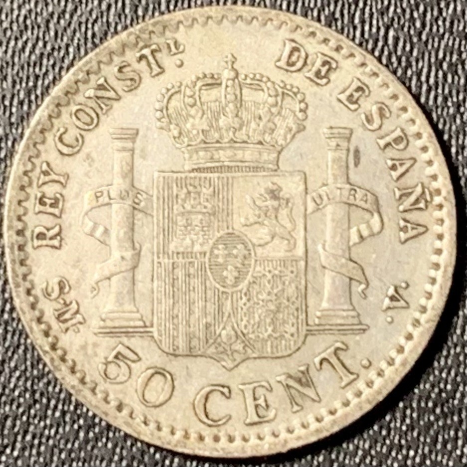 紫瑗钱币——第294期拍卖 西班牙 1904年 阿方索十三世 少年头 50分 2.5克 0.835银