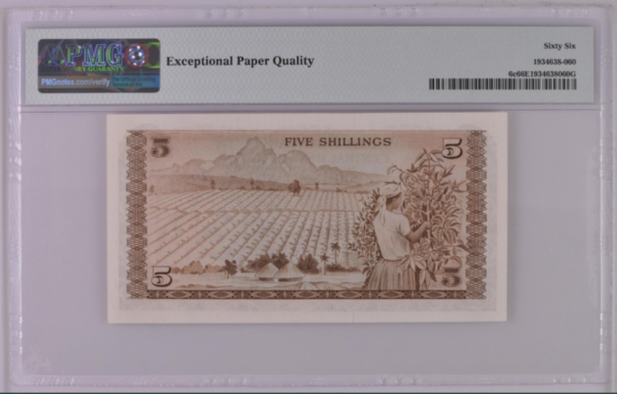 收藏联盟Quantum Auction 第261期拍卖  肯尼亚1972年5先令 PMG66 c版唯一冠军分